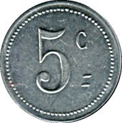 France 5 Centimes (Mairie de Laroque d'Olmes. Ariege) 5 C coin reverse