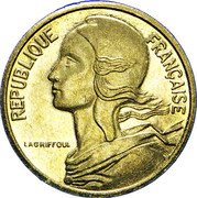 France 5 centimes Marianne by Lagriffoul. Uniface ND (1966)  RÉPUBLIQUE FRANÇAISE LAGRIFFOUL coin obverse