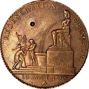 France 5 Decimes (Convention) RÉGÉNÉRATION FRANÇAISE 10 AOUT 1793 DUPRE coin reverse