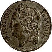 France 5 Francs Essai by Caunois 1848 KM# Pn71 REPUBLIQUE FRANÇAISE CAUNOIS F. coin obverse France 5 Francs Essai by Caunois 1848 KM# Pn71 REPUBLIQUE FRANÇAISE CAUNOIS F. coin obverse