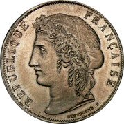 France 5 Francs (Essai by Dieudonne) KM# Pn53 REPUBLIQUE FRANÇAISE DIEUDONNÉ F. coin obverse France 5 Francs (Essai by Dieudonne) KM# Pn53 REPUBLIQUE FRANÇAISE DIEUDONNÉ F. coin obverse