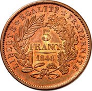France 5 Francs (Essai by Domard) LIBERTÉ ÉGALITÉ FRATERNITÉ 5 FRANCS 1848 coin reverse France 5 Francs (Essai by Domard) LIBERTÉ ÉGALITÉ FRATERNITÉ 5 FRANCS 1848 coin reverse