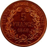 France 5 Francs (Essai by Gayrard) 5 FRANCS 1848 LIBERTÉ ÉGALITÉ FRATERNITÉ coin reverse France 5 Francs (Essai by Gayrard) 5 FRANCS 1848 LIBERTÉ ÉGALITÉ FRATERNITÉ coin reverse