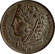 France 5 Francs (Essai by Gayrard. Liberty with Lion Skin) KM# Pn57 REPUBLIQUE FRANÇAISE coin obverse France 5 Francs (Essai by Gayrard. Liberty with Lion Skin) KM# Pn57 REPUBLIQUE FRANÇAISE coin obverse