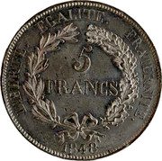 France 5 Francs (Essai by Gayrard. Liberty with Lion Skin) KM# Pn57 5 FRANCS LIBERTÉ. ÉGALITÉ. FRATERNITÉ. 1848 coin reverse France 5 Francs (Essai by Gayrard. Liberty with Lion Skin) KM# Pn57 5 FRANCS LIBERTÉ. ÉGALITÉ. FRATERNITÉ. 1848 coin reverse