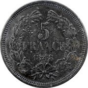 France 5 Francs (Essai by Gayrard with Lion Cap. Piedfort) 5 FRANCS 1848 coin reverse France 5 Francs (Essai by Gayrard with Lion Cap. Piedfort) 5 FRANCS 1848 coin reverse