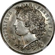 France 5 Francs (Essai by Malbet) KM# Pn84 F. MALBET REPUBLIQUE FRANÇAISE coin obverse