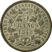 France 5 Francs (Essai by Marrel) KM# Pn61 LIBERTÉ ÉGALITÉ FRATERNITÉ 5 FRANCS 1848 coin reverse France 5 Francs (Essai by Marrel) KM# Pn61 LIBERTÉ ÉGALITÉ FRATERNITÉ 5 FRANCS 1848 coin reverse
