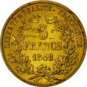 France 5 Francs (Essai by Rogat) 5 FRANCS 1848 LIBERTÉ ÉGALITÉ FRATERNITÉ coin reverse France 5 Francs (Essai by Rogat) 5 FRANCS 1848 LIBERTÉ ÉGALITÉ FRATERNITÉ coin reverse