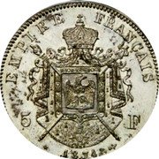 France 5 Francs Napoleon IV Pattern 1874  EMPIRE FRANCAIS 5 F 1874 coin reverse France 5 Francs Napoleon IV Pattern 1874  EMPIRE FRANCAIS 5 F 1874 coin reverse