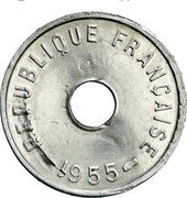 France 5 Francs Trial Strike 1955  REPUBLIQUE FRANÇAISE 1955 coin obverse