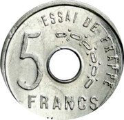 France 5 Francs Trial Strike 1955  5 ESSAI DE FRAPPE FRANCS. coin reverse