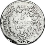 France 5 Francs Hercules Group 7 (1798) K RÉPUBLIQUE FRANÇAISE 5 FRANCS L'AN coin obverse France 5 Francs Hercules Group 7 (1798) K RÉPUBLIQUE FRANÇAISE 5 FRANCS L'AN coin obverse