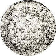 France 5 Francs (UNION Untight. With Outer Acorn Only) RÉPUBLIQUE FRANÇAISE 5 FRANCS L'AN coin obverse France 5 Francs (UNION Untight. With Outer Acorn Only) RÉPUBLIQUE FRANÇAISE 5 FRANCS L'AN coin obverse