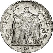 France 5 Francs (UNION Untight. With Outer Acorn Only) UNION ET FORCE DUPRÉ coin reverse France 5 Francs (UNION Untight. With Outer Acorn Only) UNION ET FORCE DUPRÉ coin reverse