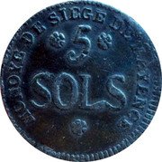 France 5 Sols Fasces 1793 KM# 603 MONOYE DE SIEGE DE MAYENCE 5 SOLS coin reverse France 5 Sols Fasces 1793 KM# 603 MONOYE DE SIEGE DE MAYENCE 5 SOLS coin reverse