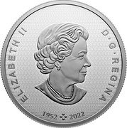Canada 50 dollars Four Seasons 2023 Proof 1952 2022 ELIZABETH II D G REGINA SB coin obverse Canada 50 dollars Four Seasons 2023 Proof 1952 2022 ELIZABETH II D G REGINA SB coin obverse