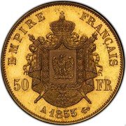 France 50 Francs (Essai) KM# TS12 50 FR EMPIRE FRANÇAIS 1855 A coin obverse
