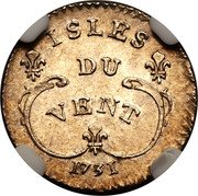 France 6 Sols (Louis XV) C# 1 ISLES DU VENT 1731 coin reverse