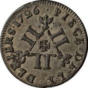 France 60 Deniers (Leopold I. Lorraine) KM# 79 PIECE DE LX DENIERS 1726 coin reverse France 60 Deniers (Leopold I. Lorraine) KM# 79 PIECE DE LX DENIERS 1726 coin reverse