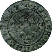 France Denier Tournois (Frederic-Maurice de la Tour d'Auvergne Wig) DENIER TOVRNOIS 1677 coin reverse France Denier Tournois (Frederic-Maurice de la Tour d'Auvergne Wig) DENIER TOVRNOIS 1677 coin reverse