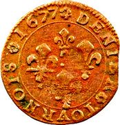 France Denier Tournois (Frederic-Maurice de la tour d'Auvergne Wig. Roses) DENIER TOVRNOIS 1677 coin reverse France Denier Tournois (Frederic-Maurice de la tour d'Auvergne Wig. Roses) DENIER TOVRNOIS 1677 coin reverse