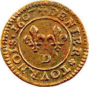 France Denier Tournois (Henri IV Lyon. Type A) DENIER TOVRNOIS 1607 D coin reverse