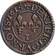 France Denier Tournois (Louis XIII Nantes. 1st Type) + DENIER. TOURNOIS. coin reverse France Denier Tournois (Louis XIII Nantes. 1st Type) + DENIER. TOURNOIS. coin reverse