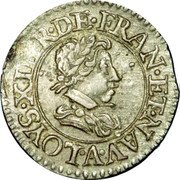 France Denier Tournois (Louis XIII Paris. 2nd Type) LOYS. XIII. R. DE. FRAN. ET. NAV. A. coin obverse France Denier Tournois (Louis XIII Paris. 2nd Type) LOYS. XIII. R. DE. FRAN. ET. NAV. A. coin obverse