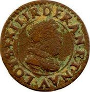 France Denier Tournois (Louis XIII Poiters Mint. 2nd Type) LOYS. XIII. R. D(E). FRAN. ET. NAV. coin obverse
