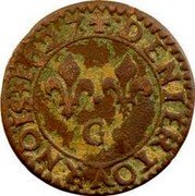 France Denier Tournois (Louis XIII Poiters Mint. 2nd Type) DENIER TOVRNOIS coin reverse