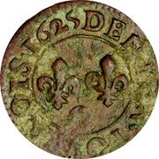 France Denier Tournois (Louis XIII Riom Mint. 2nd Type) DENIER. TOVRNOIS 1625 coin reverse