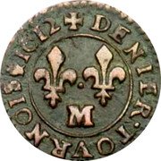 France Denier Tournois (Louis XIII. Toulouse) DENIER.TOVRNOIS 1612 M coin reverse France Denier Tournois (Louis XIII. Toulouse) DENIER.TOVRNOIS 1612 M coin reverse