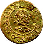 France Denier Tournois Louis XIII Villeneuve. 2nd Type 1621 R LOYS. X. III. R. DE. FRAN. ET. NAV. R. coin obverse
