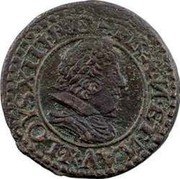 France Denier Tournois Louis XIII Villeneuve Mint. 3rd Type 1626 R LOYS. XIII. R. DE. FRAN. ET. NAV. R. coin obverse