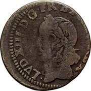 France Double Lorrain (Louis XIII Stenay Mint. 14th Type) .LVD.XIII.D.G.FR.ET.NAV.REX. coin obverse France Double Lorrain (Louis XIII Stenay Mint. 14th Type) .LVD.XIII.D.G.FR.ET.NAV.REX. coin obverse