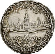 France Double Thaler (Leopold I. City of Colmar) KM# 23 MONETA NO LIBERAE CIVIT IMP COLMAR COLMAR coin obverse France Double Thaler (Leopold I. City of Colmar) KM# 23 MONETA NO LIBERAE CIVIT IMP COLMAR COLMAR coin obverse