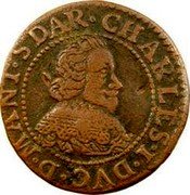 France Double Tournois (Charles I 12th type) CHARLES I DVC D MANT S DAR coin obverse