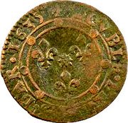 France Double Tournois (Charles I 15th type) DOVBLE.D.LA.S.DAR.1635 coin reverse