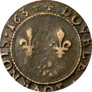 France Double Tournois Charles I 4th type 1634  DOVBLE.TOVRNOIS.1634 coin reverse