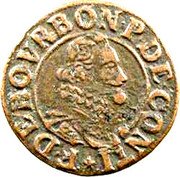 France Double Tournois Francis 14th Type ND (1605-1614)  F.DE.BOVRBON.P.DE.CONTI coin obverse France Double Tournois Francis 14th Type ND (1605-1614)  F.DE.BOVRBON.P.DE.CONTI coin obverse