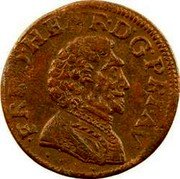 France Double Tournois (Frederic Henry 4th type) FRED.HENR.D.G.PRI.AV coin obverse France Double Tournois (Frederic Henry 4th type) FRED.HENR.D.G.PRI.AV coin obverse