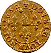 France Double Tournois Frederic-Maurice 10th Type 1632  DOVBLE.TOVRNOIS.1632 coin reverse France Double Tournois Frederic-Maurice 10th Type 1632  DOVBLE.TOVRNOIS.1632 coin reverse
