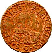 France Double Tournois (Frederic-Maurice 8th type) F MAVRICE DE LA TOVR P S D S coin obverse France Double Tournois (Frederic-Maurice 8th type) F MAVRICE DE LA TOVR P S D S coin obverse