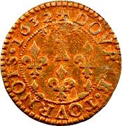 France Double Tournois (Frederic-Maurice 8th type) DOVBLE TOVRNOIS 1632 coin reverse France Double Tournois (Frederic-Maurice 8th type) DOVBLE TOVRNOIS 1632 coin reverse
