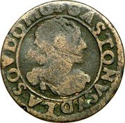 France Double Tournois (Gaston d'Orleans 15th Type) GASTON VSV LA SOV DOMG coin obverse