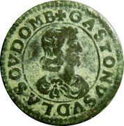 France Double Tournois (Gaston d'Orleans 16th Type) GASTON.VSV.D.LA.SOV.DOMB coin obverse France Double Tournois (Gaston d'Orleans 16th Type) GASTON.VSV.D.LA.SOV.DOMB coin obverse