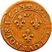 France Double Tournois Gaston d'Orleans. 6th Type 1629  DOVBLE. TOVRNOIS 1629 coin reverse