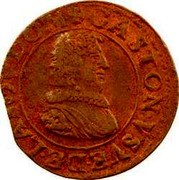 France Double Tournois Gaston d'Orleans 9th type 1635 R GASTON VSVE DE LA SOV DOM coin obverse