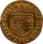 France Double Tournois (Henry 5th Type) DOVBLE. TOVRNOIS. 1614 coin reverse